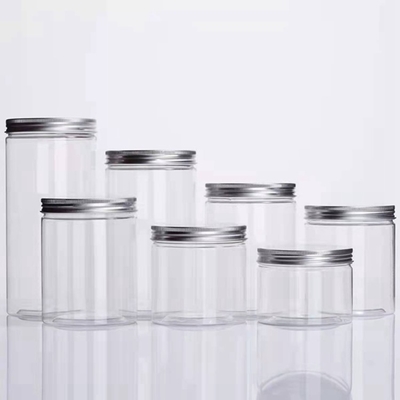 glas-Nahrungsmittelspeicher HAUSTIER 1oz 2oz 4oz 8oz versah klares Plastikgerade mit Aluminiumkappen mit Seiten