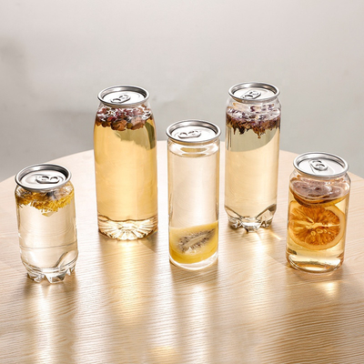 HAUSTIER 350ml transparentes alkoholfreies Getränk kann Plastiksoda-Getränk leeren kann mit einfachem offenem Deckel